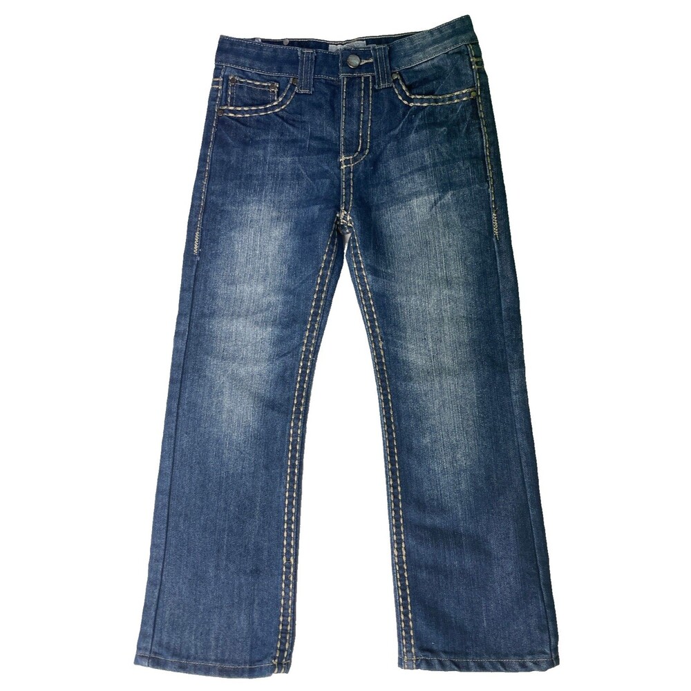 Montero Jeans Girls Medium Blue Denim Boot Cut Jeans Rhinestone Cross